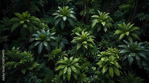 Fototapeta Lush Tropical Jungle Canopy - Aerial View of Vibrant Greenery
