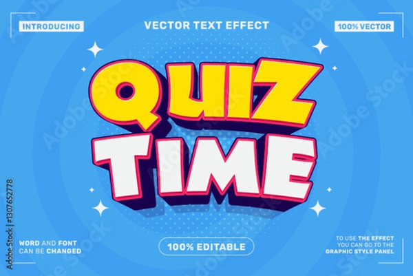 Fototapeta Editable text effect Quiz Time 3d Cartoon template style premium vector