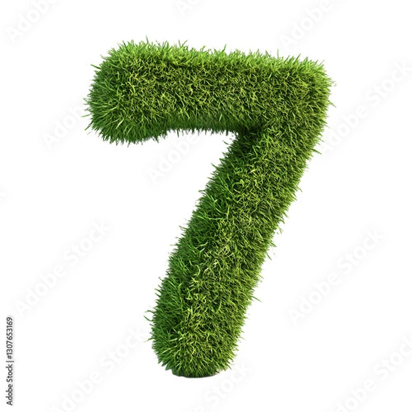 Fototapeta Transparent free cutout element lawn composed of the number 7