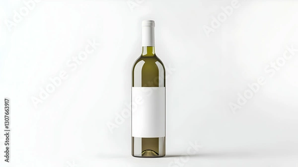 Fototapeta Elegant White Wine Bottle with Blank Label on Light Background