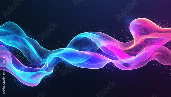 Fototapeta Abstract background with neon lines and glowing waves, creating vibrant and dynamic visual effect. interplay of colors evokes sense of energy and movement