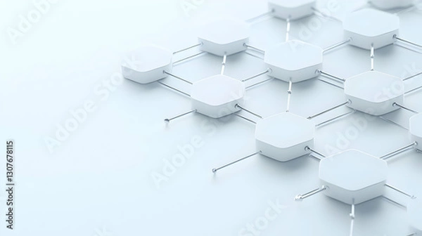 Fototapeta Abstract Hexagonal Structure with Connecting Lines and Light Background