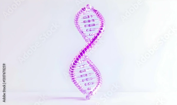 Fototapeta Vibrant 3D Rendering of a Double Helix DNA Structure on White Background