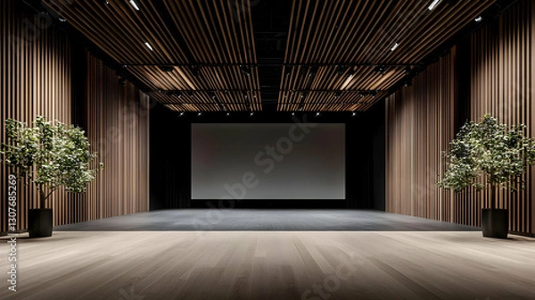 Obraz Modern Conference Room with Wooden Panels and Minimalist Design