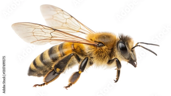 Fototapeta Honeybee in Flight High-Resolution Image Isolated on Transparent Background, Insect Photography, Pollinator, Honeybee, Pollination, Entomology