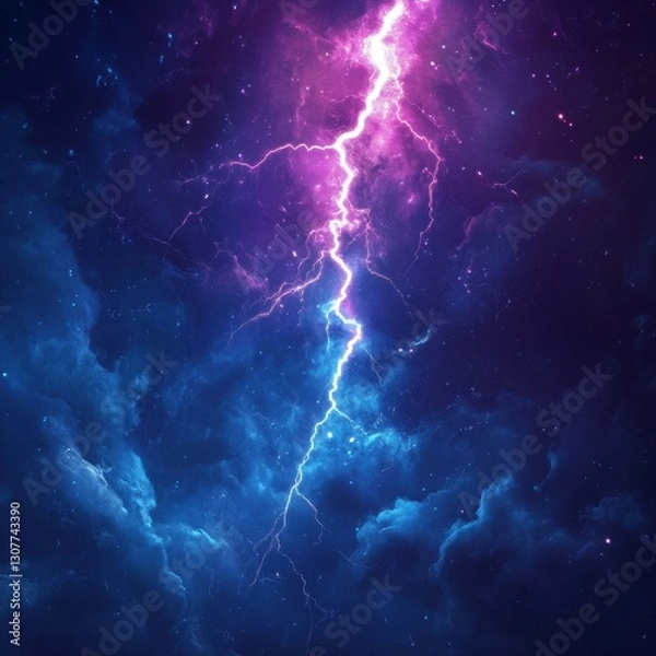 Obraz Lightning in the night sky. Abstract background. Vector illustration.