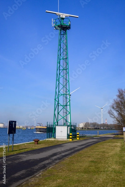 Fototapeta Radar for shipping in the port. Location photo: Port of Antwerp