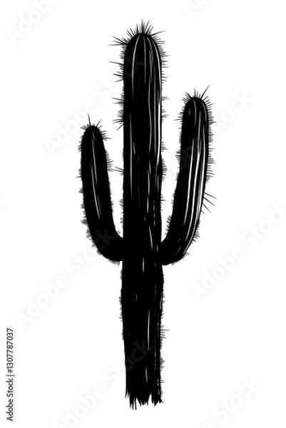 Obraz Isolated Minimalist Cactus Silhouette