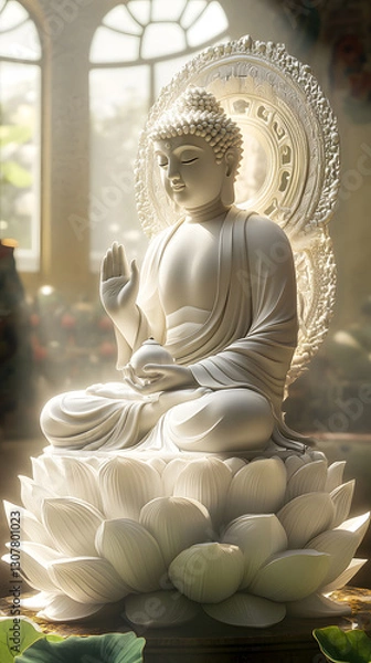 Fototapeta White Buddha statue

