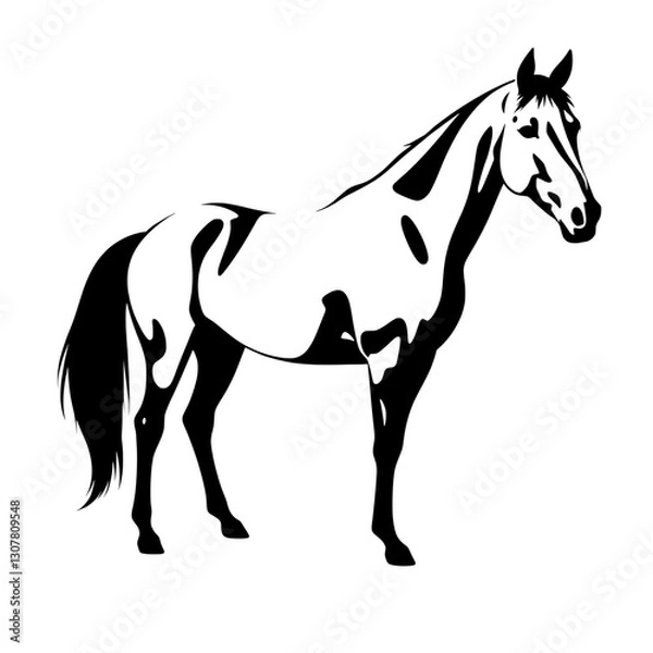 Obraz Stylized black and white illustration of a horse, viewed from the side,