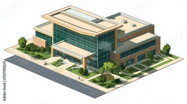 Fototapeta Modern office building isometric view