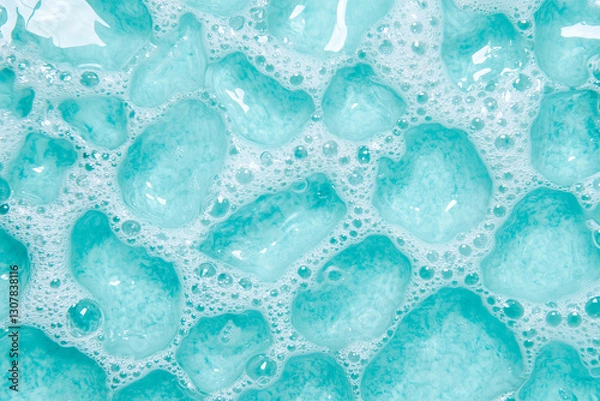 Fototapeta Light Teal Liquid with White Foam Texture