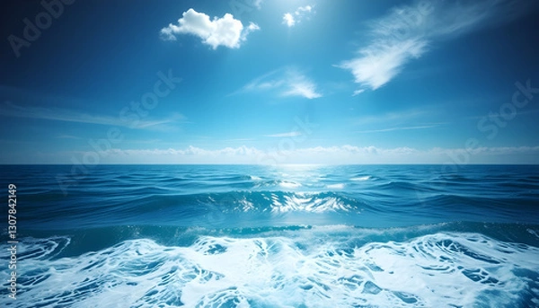 Obraz A captivating vista of eternal waves and distant horizons, enhanced by advanced technology to highlight the profound connection between land and water.
