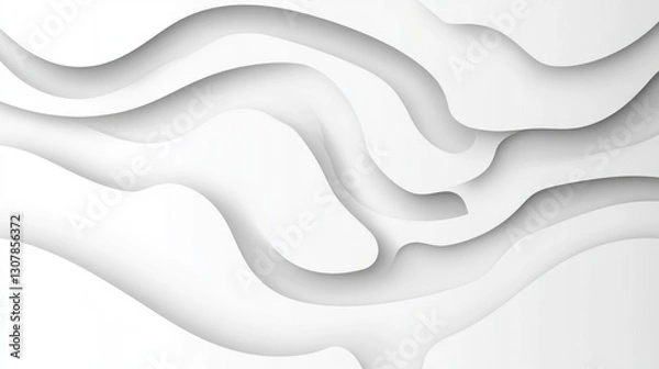 Fototapeta Abstract white paper wavy layers background