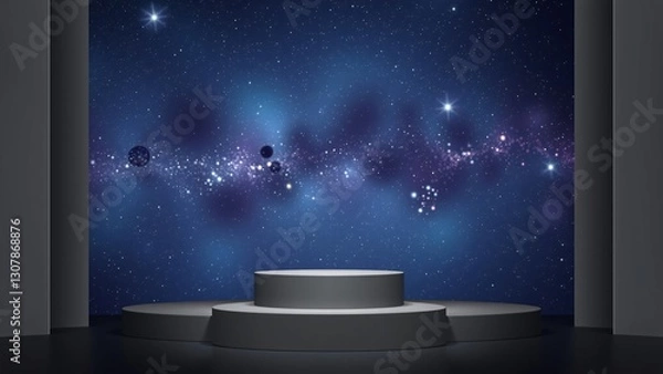 Fototapeta Cosmic Display Elegant Product Presentation with Nebula Background