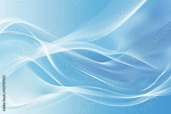 Fototapeta Abstract blue background with waves, light, and shadow. Modern vector illustration