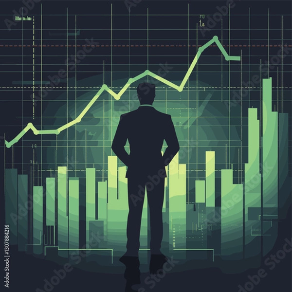 Obraz business man with graph