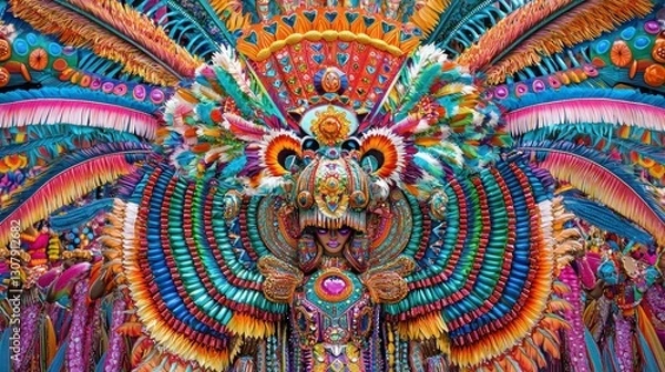 Fototapeta Vivid, ornate carnival costume with vibrant colors and intricate details.