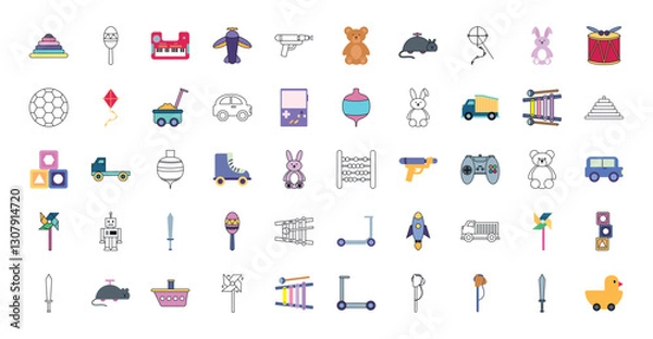 Fototapeta Toys vector icon set with white background