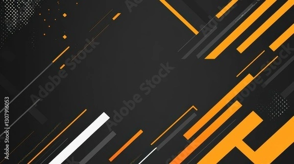 Obraz Sleek horizontal banner features dynamic lines and angles in gray and orange, perfect for a modern, sporty look.