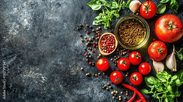 Obraz Dark Kitchen Secrets: Fresh Ingredients Meet Rustic Flair