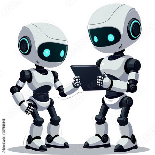 Fototapeta robot with a tablet