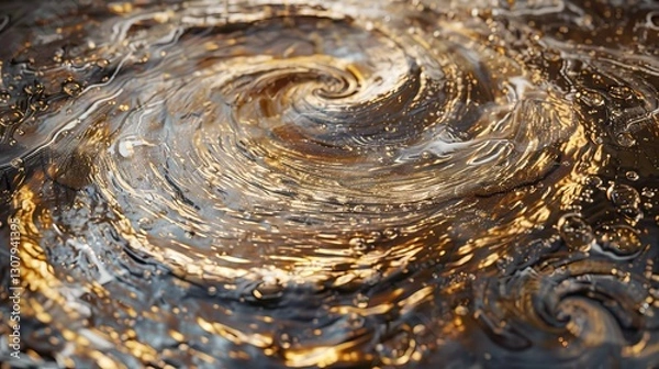 Fototapeta Swirling Golden Liquid Abstract Art Depicting Energy and Fluid Dynamics