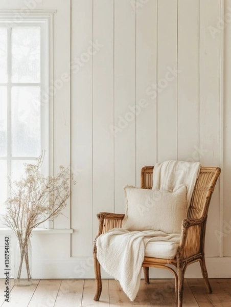 Obraz Modern Farmhouse Room with Shiplap Wall for Art mockup