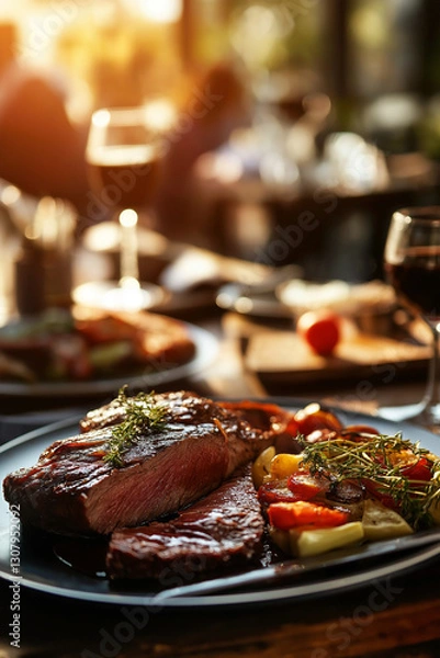 Obraz Cooked Roast Beef Being Sliced
