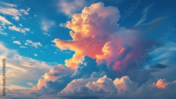 Fototapeta colorful clouds in the blue sky background photo