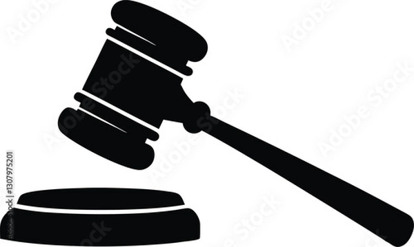 Obraz  judge hammer silhouette vector illustration. justice gavel silhouette vector