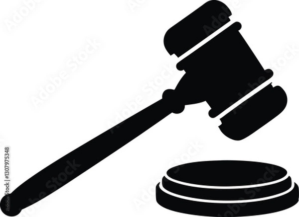 Obraz  judge hammer silhouette vector illustration. justice gavel silhouette vector