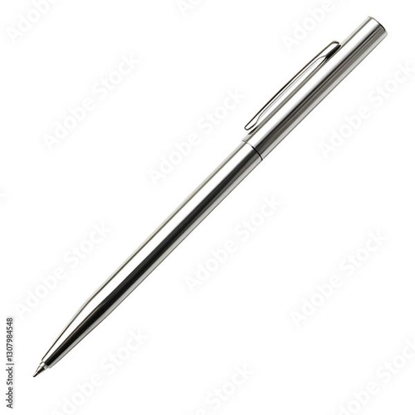 Obraz A sleek silver pen isolated on white