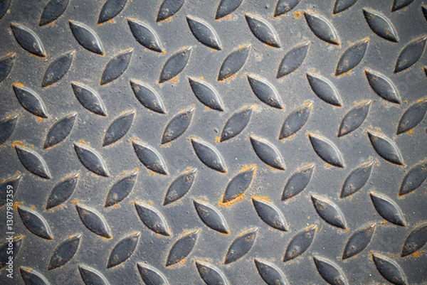 Fototapeta Patterned steel surface and rust.