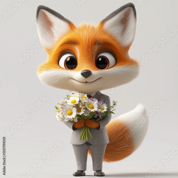 Obraz cute Easter fox in a beautiful suit,