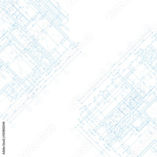 Obraz Detailed architectural plan. Vector blueprint. Abstract background.