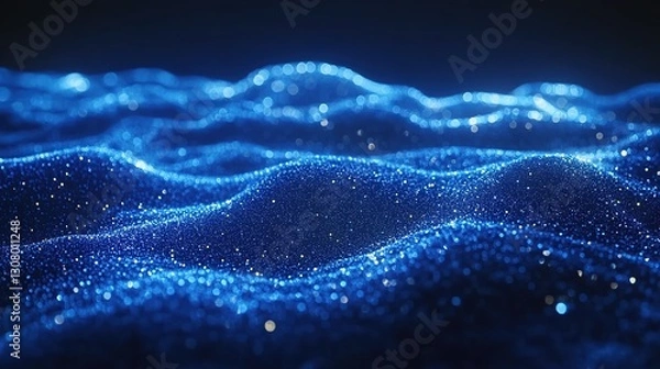 Fototapeta Abstract blue digital wave background