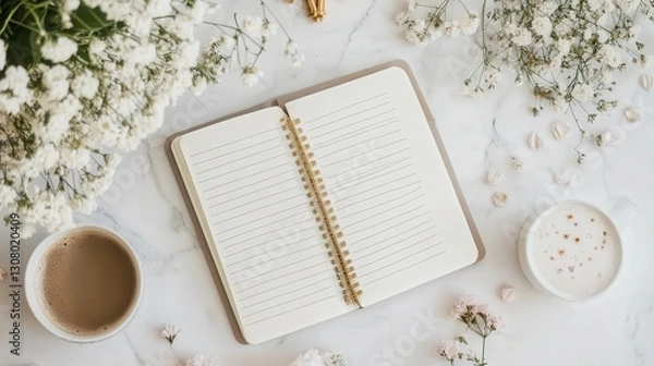 Obraz diary page spread, highlighting its neat sections and elegant appearance