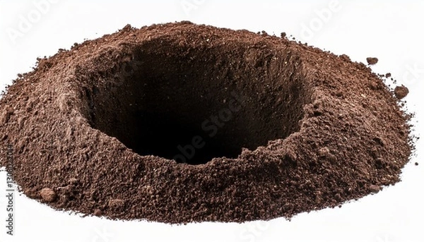 Fototapeta hole in ground isolated deep earth nature land surface texture dig pit burrow soil