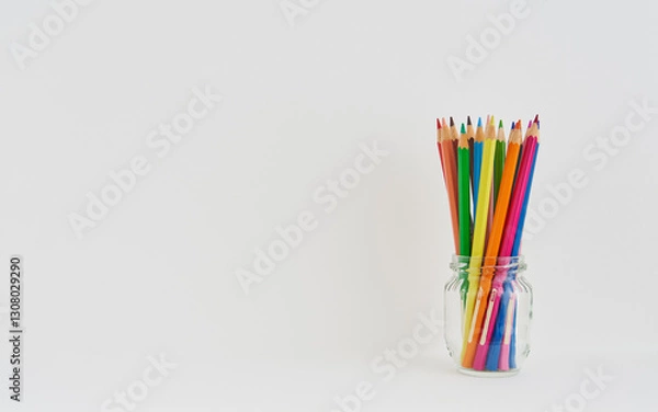 Obraz ガラスの瓶にカラフルな色鉛筆