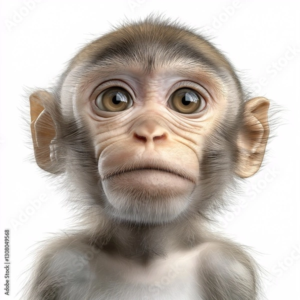 Fototapeta Cute and Curious Young Monkey Portrait: Captivating Wildlife in Natural Habitat