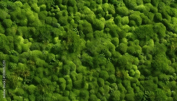 Fototapeta Fresh green moss texture wall pattern close-up.
