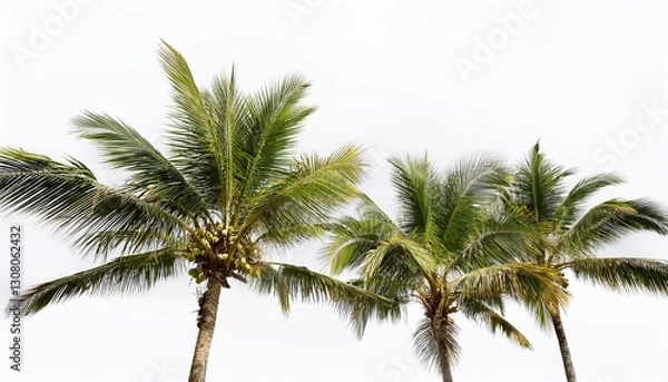 Fototapeta coconut trees cocos palm isolated on white background