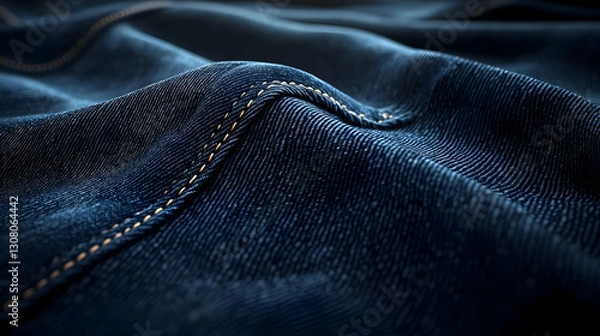 Fototapeta Deep Blue Denim Texture Close Up  - Realistic 3D Illustration of Fabric