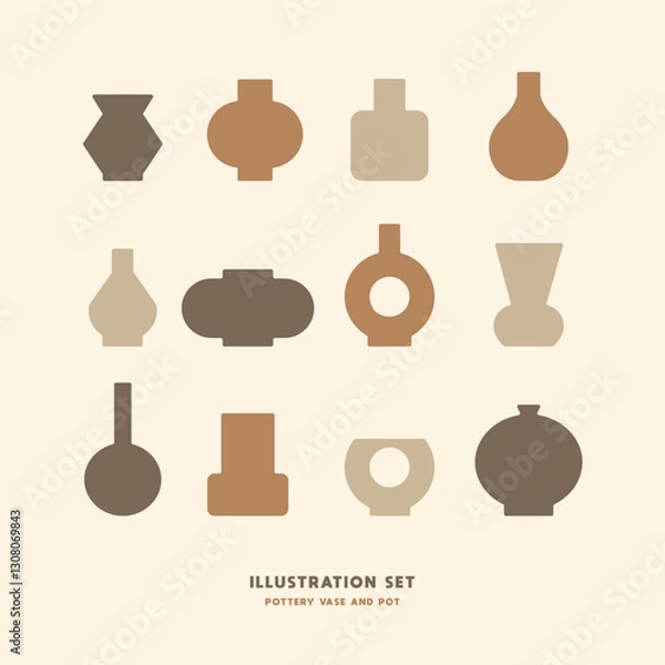 Fototapeta Pottery vases and pots with a simple modern design Silhouette