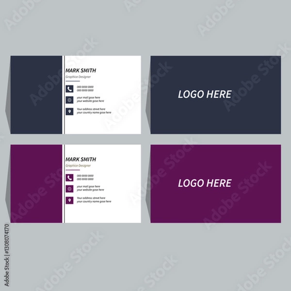 Fototapeta creative corporate & business card  vector template design, geometric & abstract business card,  editable vector  template design.