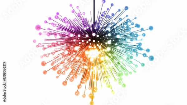 Obraz PNG photo of realistic colorful firework fireworks chandelier lamp