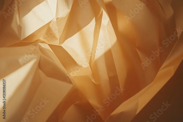 Fototapeta Subtle interplay of light and shadows on softly folded golden fabric
