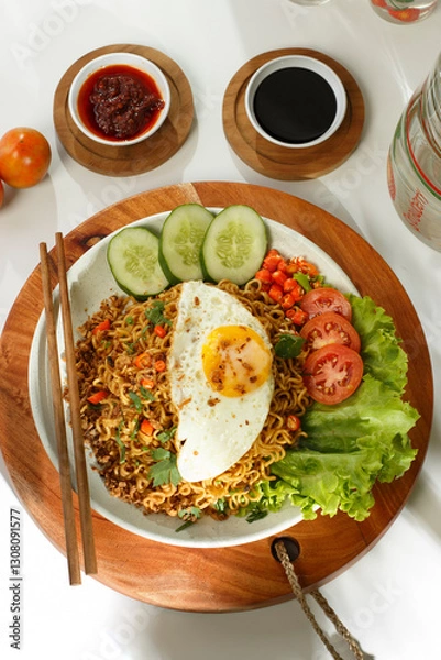 Obraz fried noodles on the table