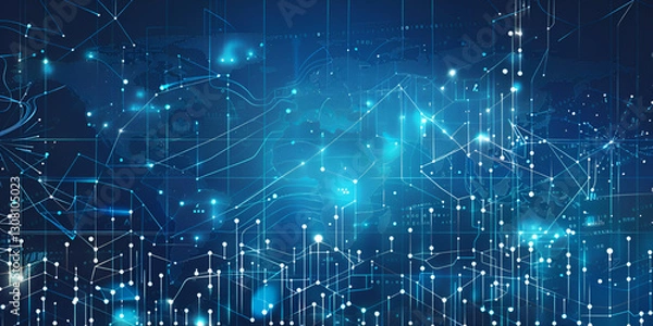 Obraz Futuristic digital technology background with abstract data flow | Innovation in artificial intelligence and global connectivity